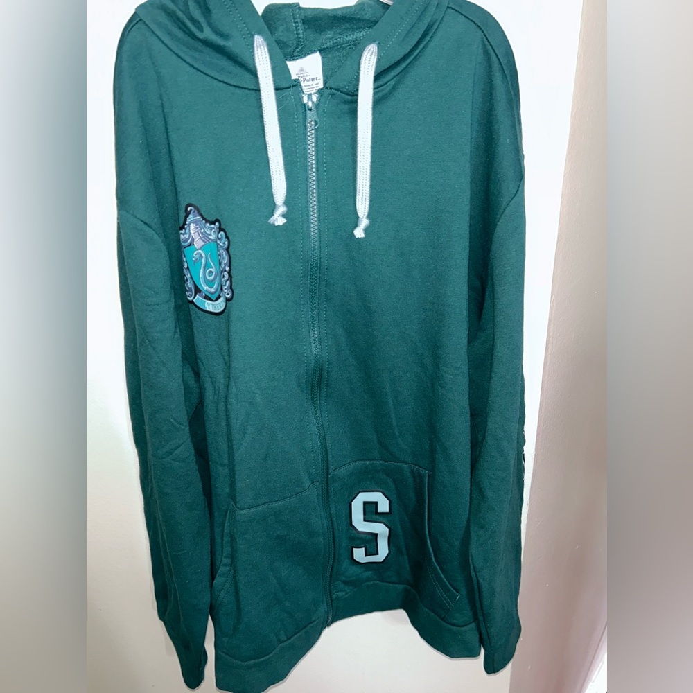 Harry Potter Slytherin Logo Lightweight Hoodie Full Zip Green Women’s Size XL